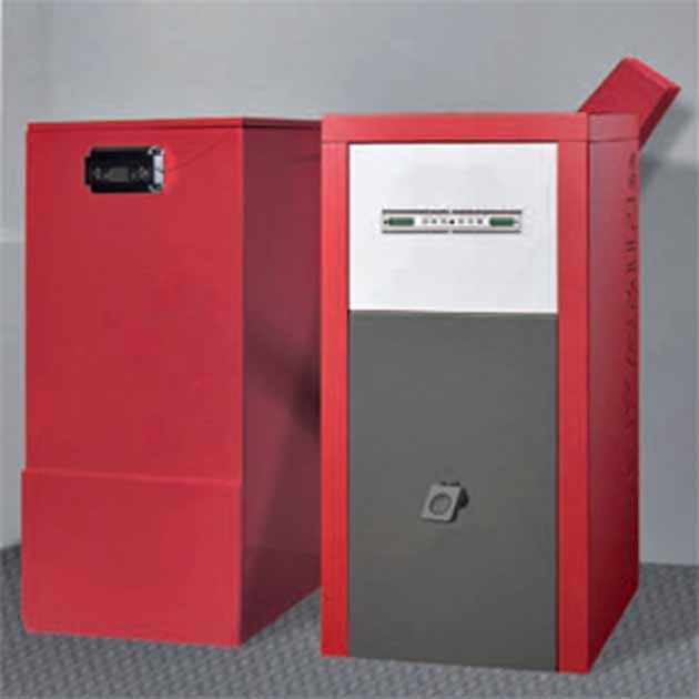 Biomass boiler with external pellet hopper Edilkamin